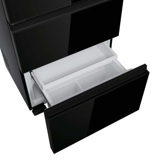 Haier Space Fit American Fridge Freezer - Obsidian Black - Freezer drawer open